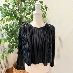 Zara | Black Metallic Pleated Top | Size Small
